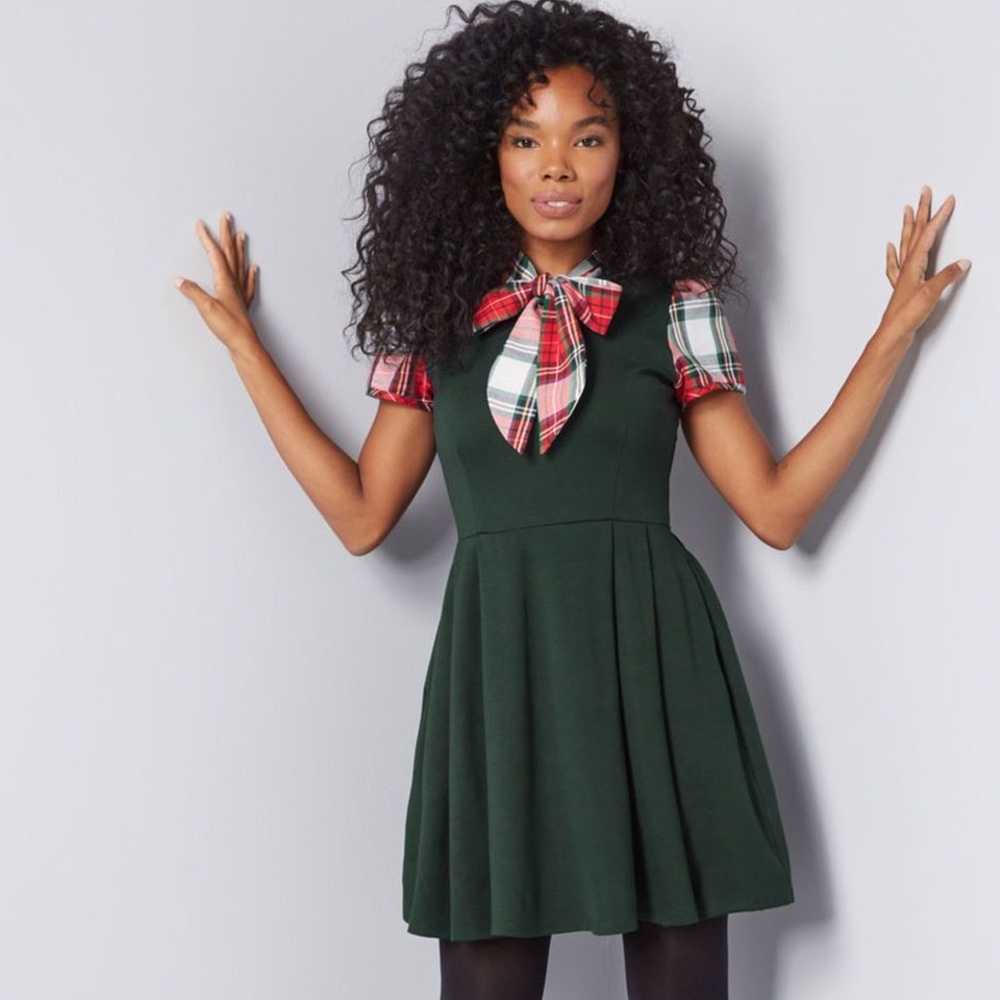 ModCloth Zest Bet Aline Dress - Christmas Holiday Plaid